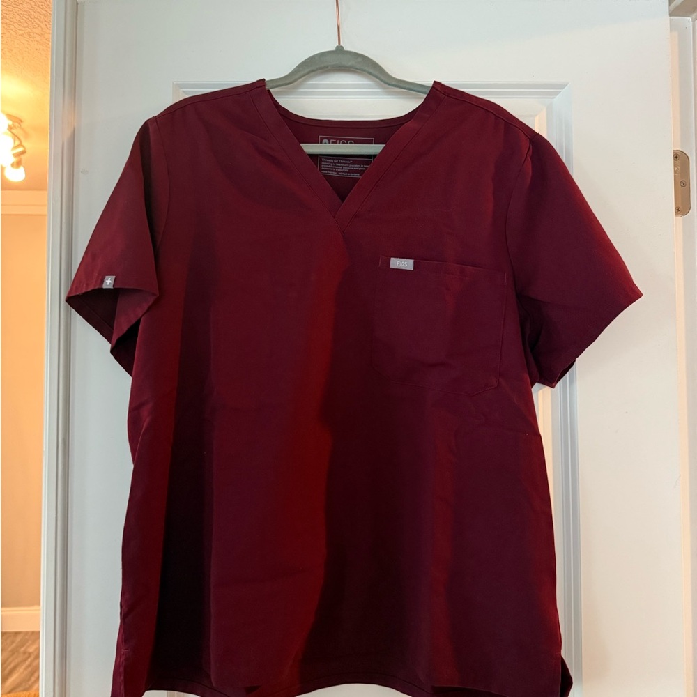 Women’s XXL Maroon 1 Pocket Figs Scrub Top
